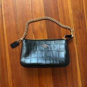 Coach Black Croc-Embossed Leather Bag
